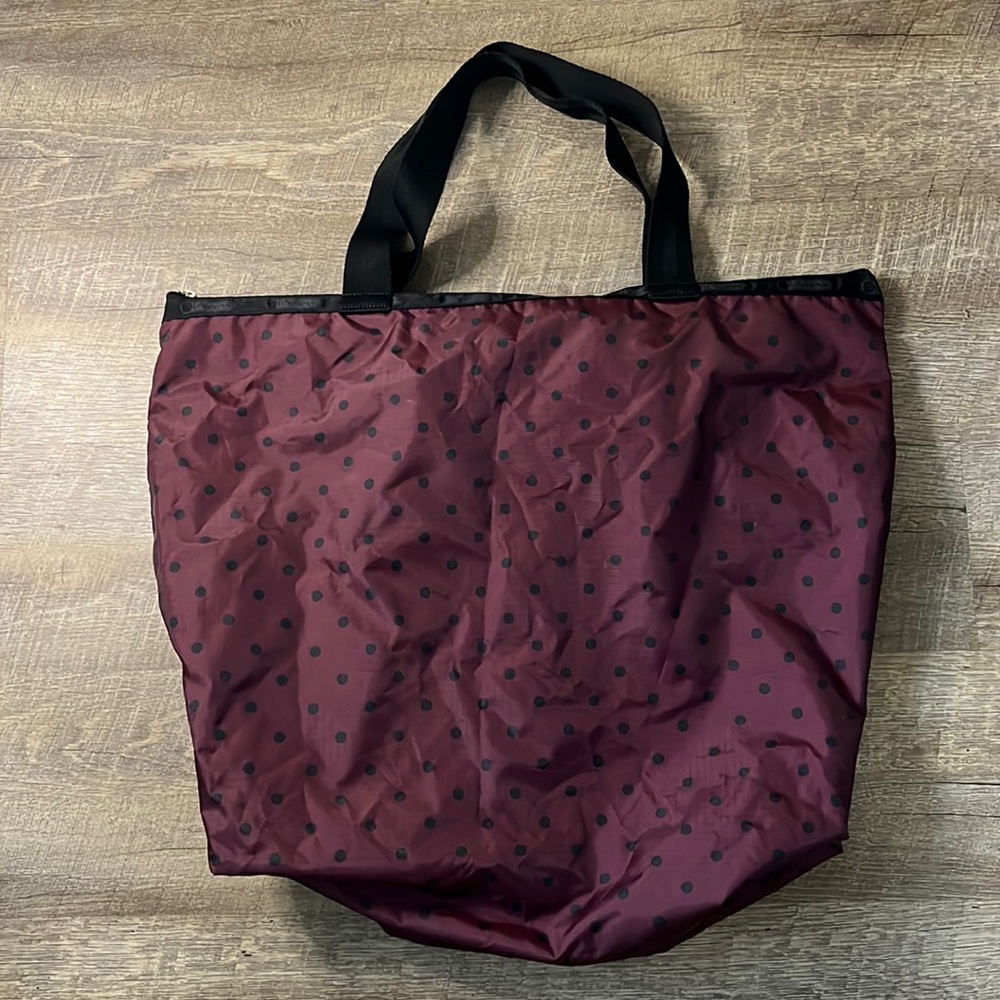 LeSportSac Purple Polka Dot Tote Bag